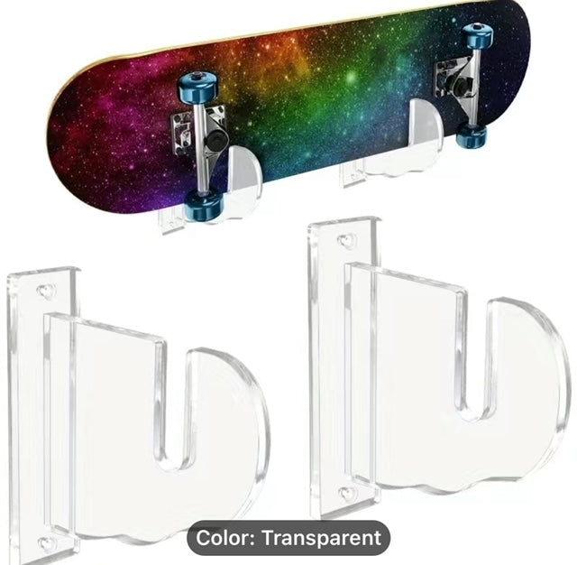 Wall mount bracket CLEAR for skateboard deck or complete display (2)