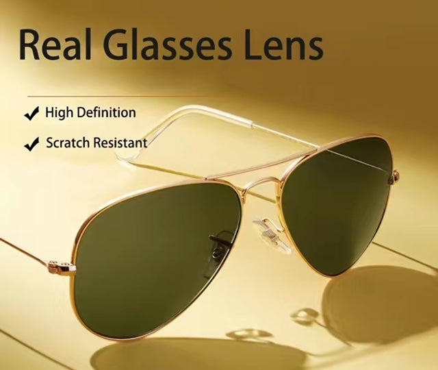 Aviator Gold dark green lens sunglasses
