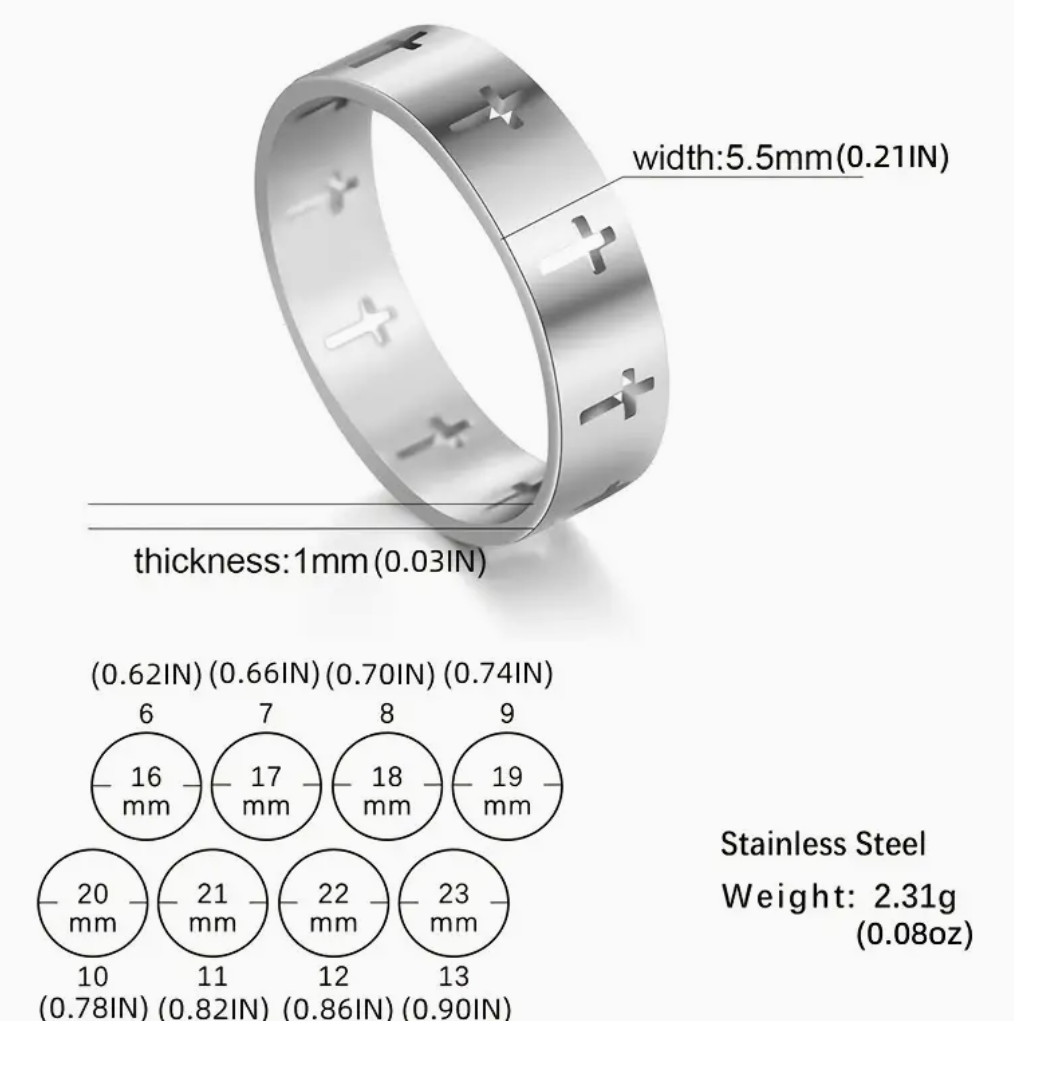Cross Stainless Steel Ring Unisex