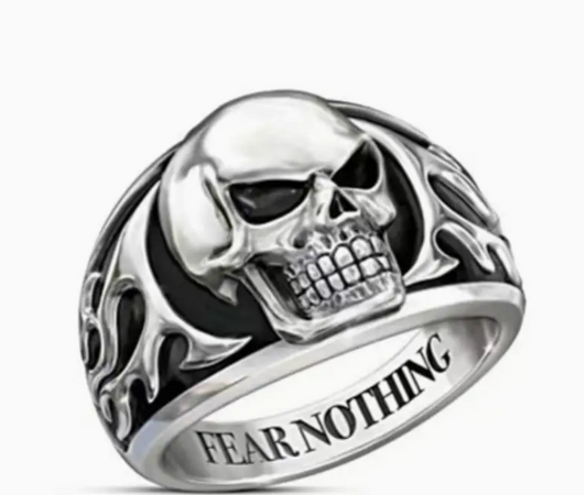 Fear Nothing skull ring