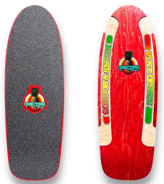 30" PineDesign 2 Routed Rails - Red Reissue Skateboard Deck