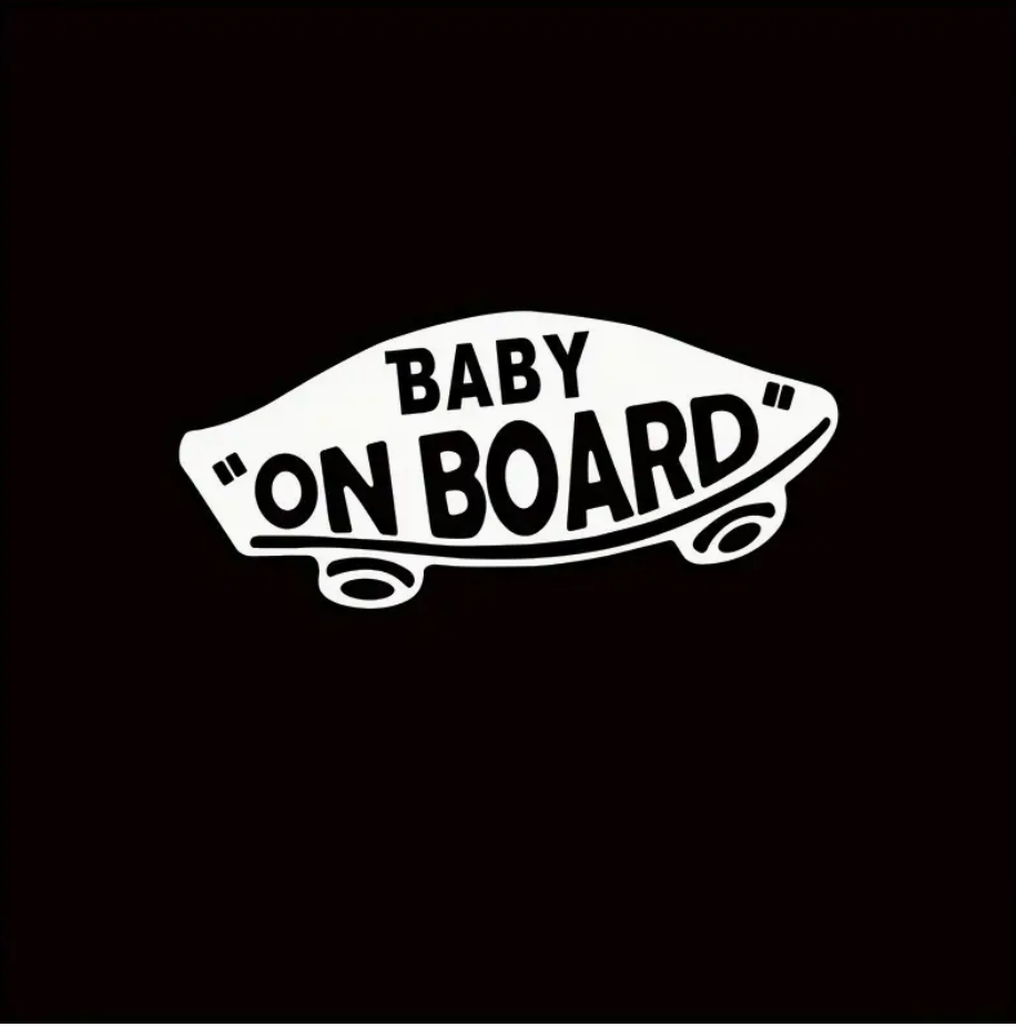 Baby on Board Skateboarder Sticker 7" x 3.1"