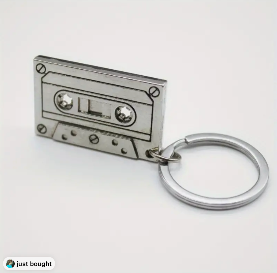 Cassette Tape Metal Keychain 2"