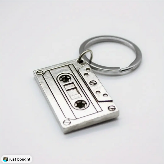 Cassette Tape Metal Keychain 2"