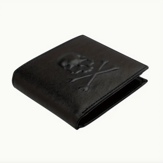 Black Skull Embossed Anti-Theft  RFID Leather Wallet