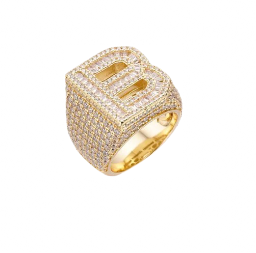 King of BANNED Custom Iced "B" 14K gold plated Ring