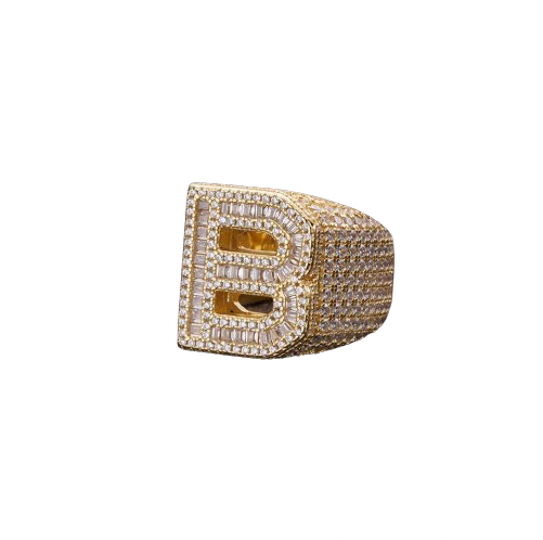 King of BANNED Custom Iced "B" 14K gold plated Ring