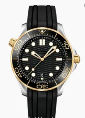 Premium  Amiga Seamaster Automatic  Movement SS/Black/Gold Rubber Strap AAA Watch