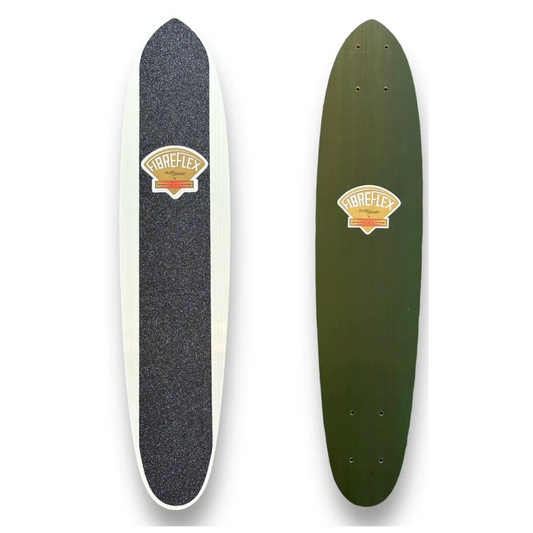 G&S FibreFlex - 28" Classic Slalom Model - Vintage White Top + Green/ Red Bottom Skateboard Deck