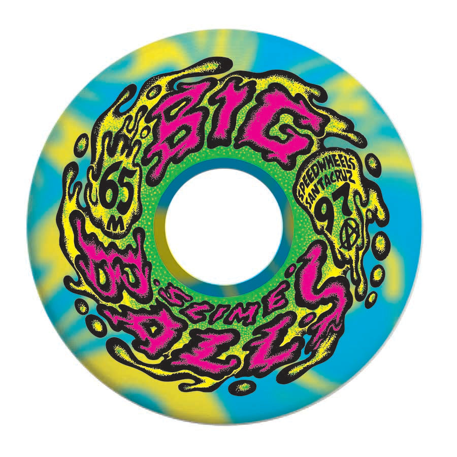SLIME BALLS  65mm Big Balls Blue Yellow Swirl Skateboard Wheels