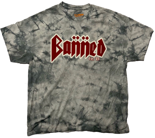 BANNED Metal Logo Grey Tie-Dye T-Shirt