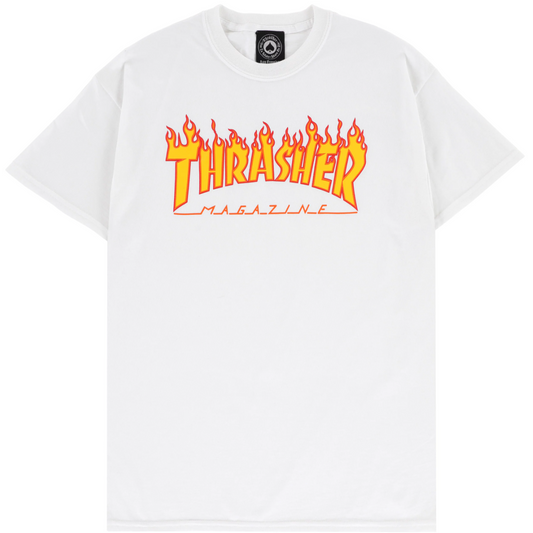 Thrasher Flame Logo White T-shirt