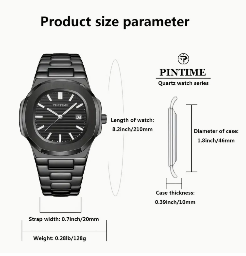 Pin Time All Black Luminous Watch