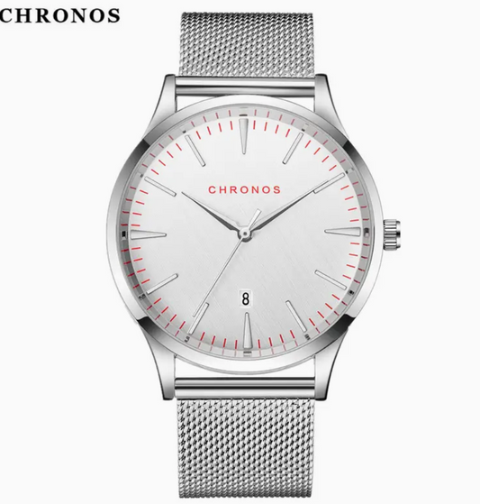 CHRONOS Minimalist Date White/silver Watch