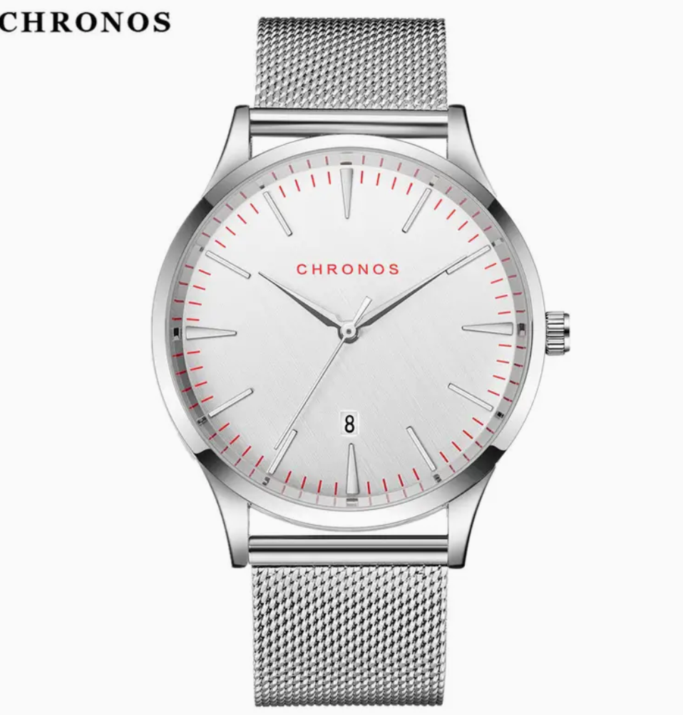 CHRONOS Minimalist Date White/silver Watch