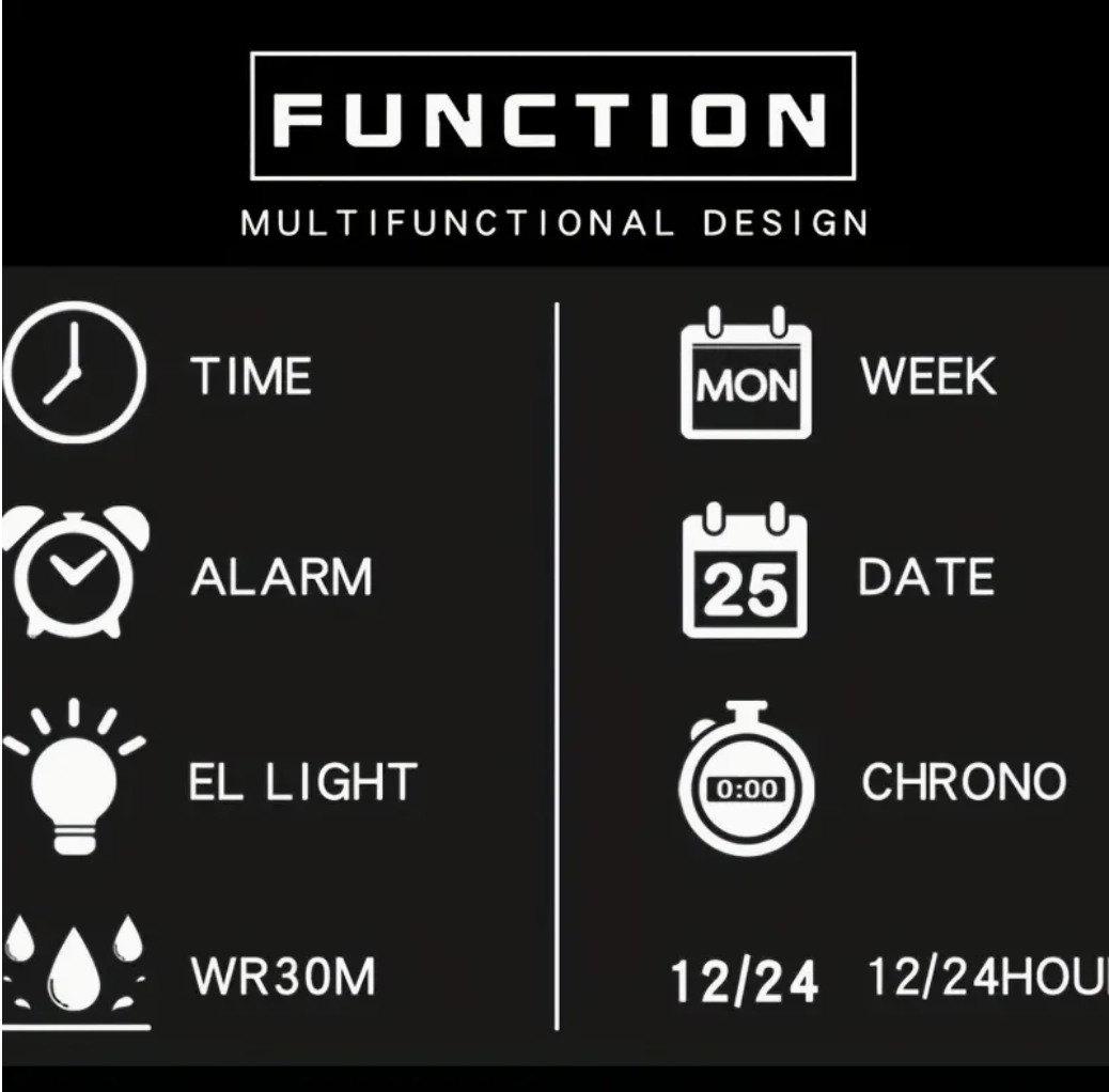 Illuminator Black/Silver Digital Watch