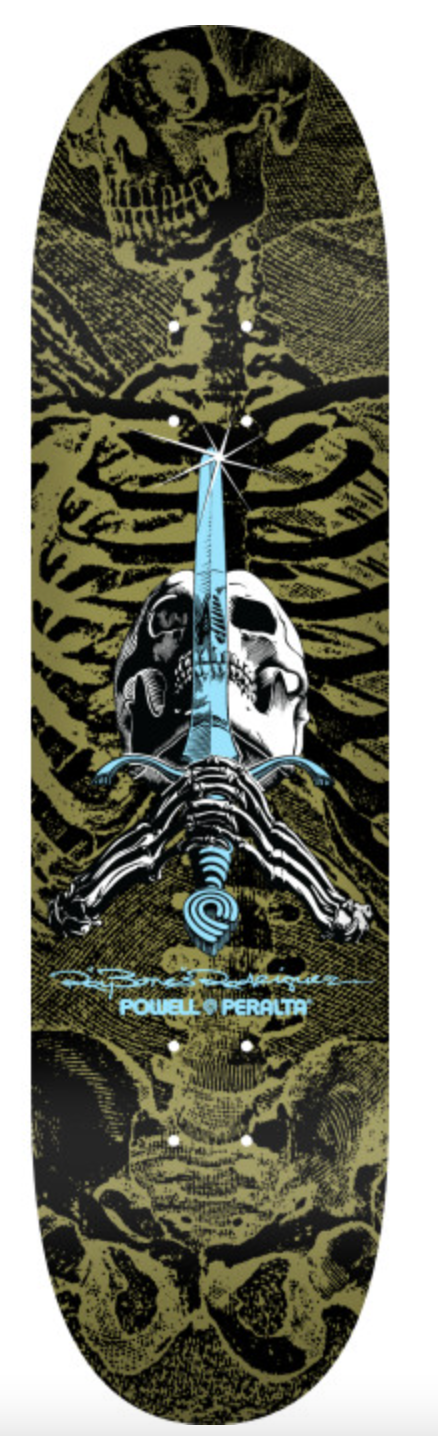 Powell Peralta Skull and Sword Gold - Shape 243 - 8.25 x 31.95 Skateboard Deck