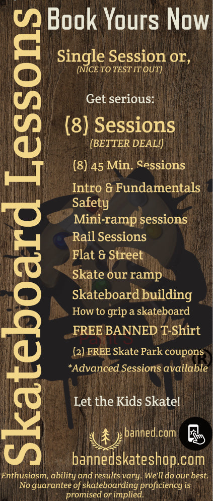 Skateboard Lessons (8) Sessions Package