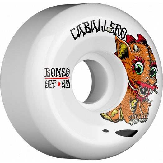 BONES WHEELS SPF Pro Caballero Baby Dragon Skateboard Wheels P5 Sidecut 58mm 84B 4pk White