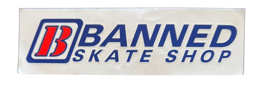 BANNED Board Shop Red/white/blue Sticker